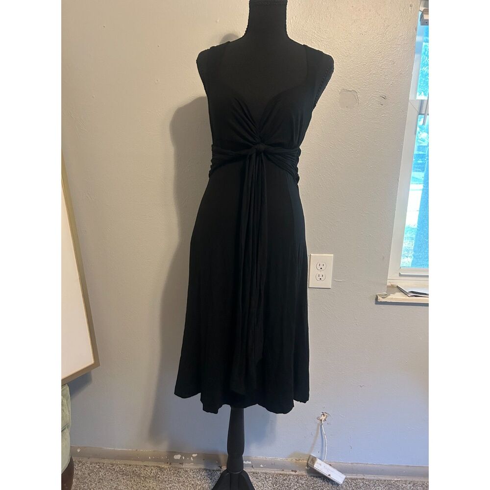 Miss Sixty Black Knot Front Maxi Dress Made in Italy Size 7 NWT Y2K